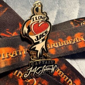 Disney Captain Jack Sparrow Heart Pin - Red, Black, Gold